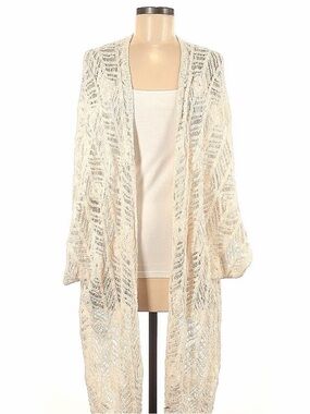 Sundance Open-Front Crochet Kimono Cardigan in Cream